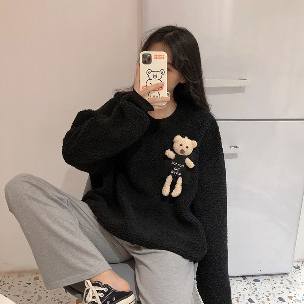 Fleece Sweatshirt with a Pocket Bear - Kawaiies - Adorable - Cute - Plushies - Plush - Kawaii