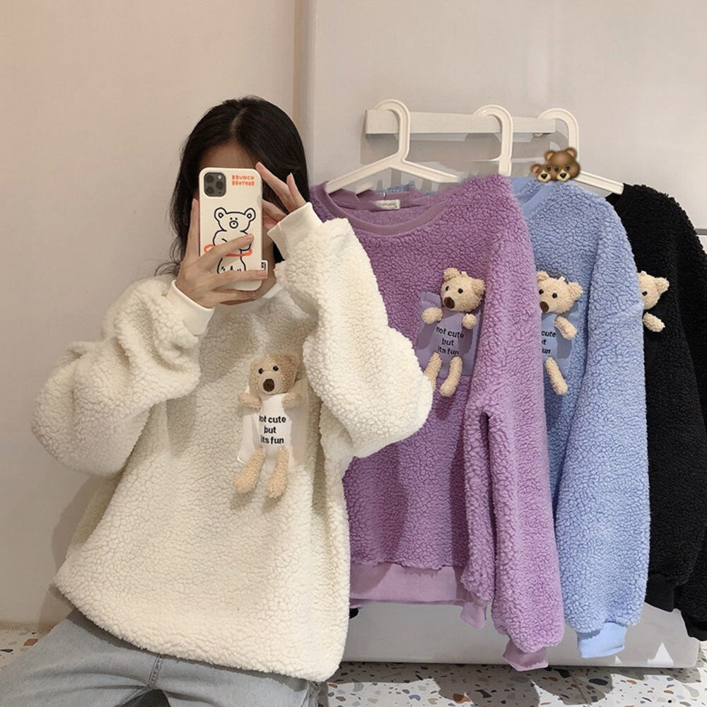 Fleece Sweatshirt with a Pocket Bear - Kawaiies - Adorable - Cute - Plushies - Plush - Kawaii