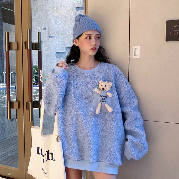 Fleece Sweatshirt with a Pocket Bear - Kawaiies - Adorable - Cute - Plushies - Plush - Kawaii