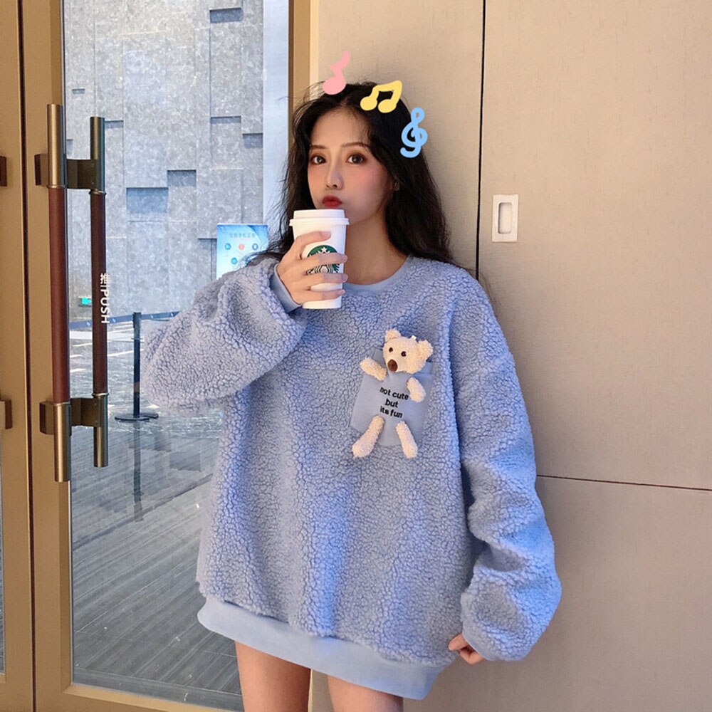 Fleece Sweatshirt with a Pocket Bear - Kawaiies - Adorable - Cute - Plushies - Plush - Kawaii