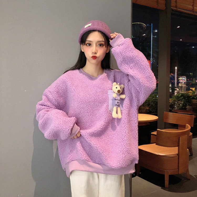 Fleece Sweatshirt with a Pocket Bear - Kawaiies - Adorable - Cute - Plushies - Plush - Kawaii