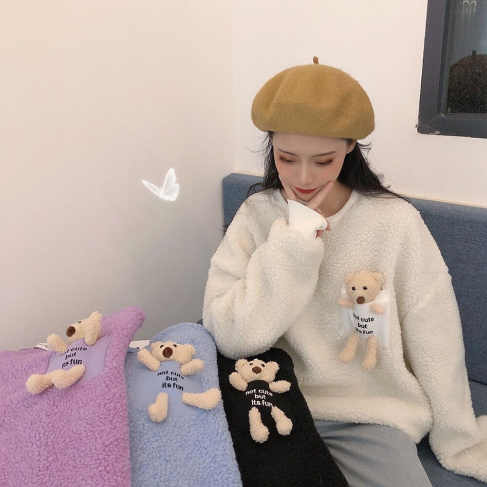 Fleece Sweatshirt with a Pocket Bear - Kawaiies - Adorable - Cute - Plushies - Plush - Kawaii