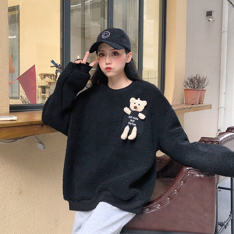 Fleece Sweatshirt with a Pocket Bear - Kawaiies - Adorable - Cute - Plushies - Plush - Kawaii
