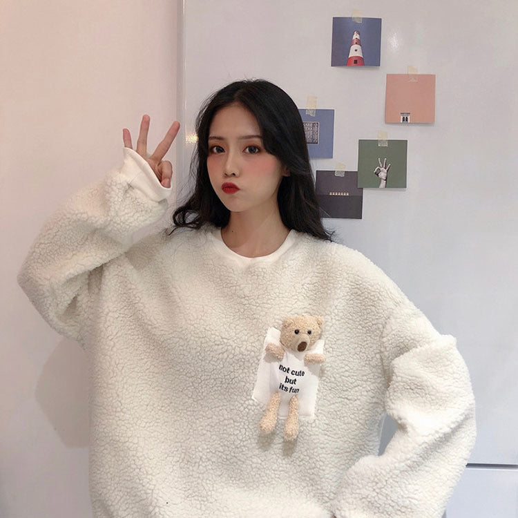 Fleece Sweatshirt with a Pocket Bear - Kawaiies - Adorable - Cute - Plushies - Plush - Kawaii
