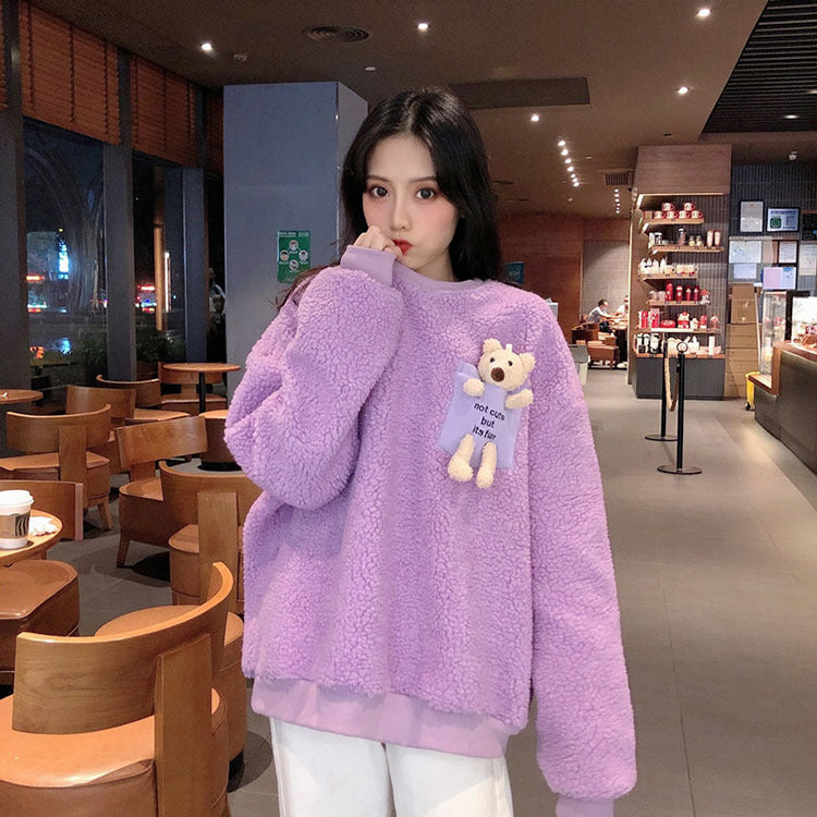 Fleece Sweatshirt with a Pocket Bear - Kawaiies - Adorable - Cute - Plushies - Plush - Kawaii