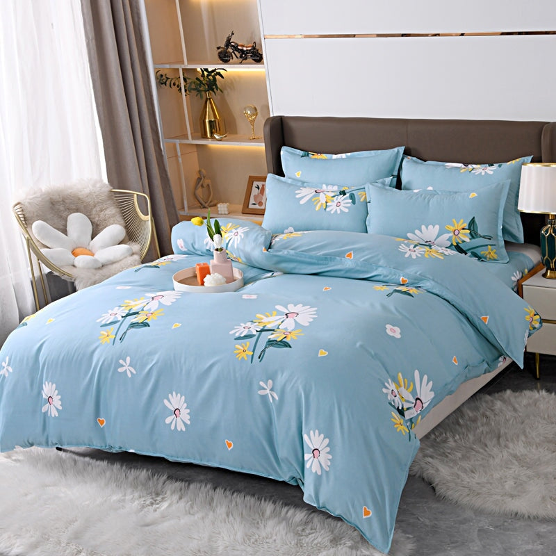Floral Pink Blue Purple Polyester Bedding Sets - Kawaiies - Adorable - Cute - Plushies - Plush - Kawaii