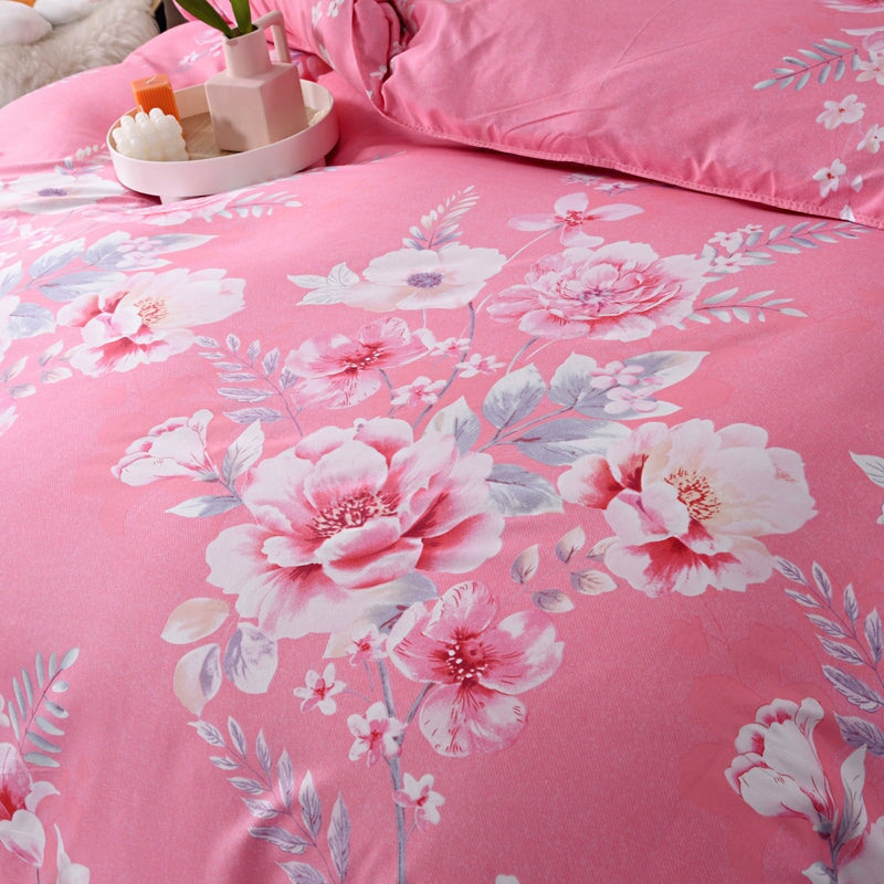 Floral Pink Blue Purple Polyester Bedding Sets - Kawaiies - Adorable - Cute - Plushies - Plush - Kawaii