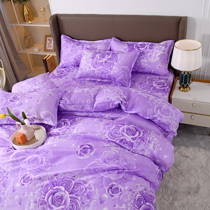 Floral Pink Blue Purple Polyester Bedding Sets - Kawaiies - Adorable - Cute - Plushies - Plush - Kawaii