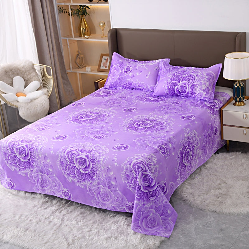 Floral Pink Blue Purple Polyester Bedding Sets - Kawaiies - Adorable - Cute - Plushies - Plush - Kawaii