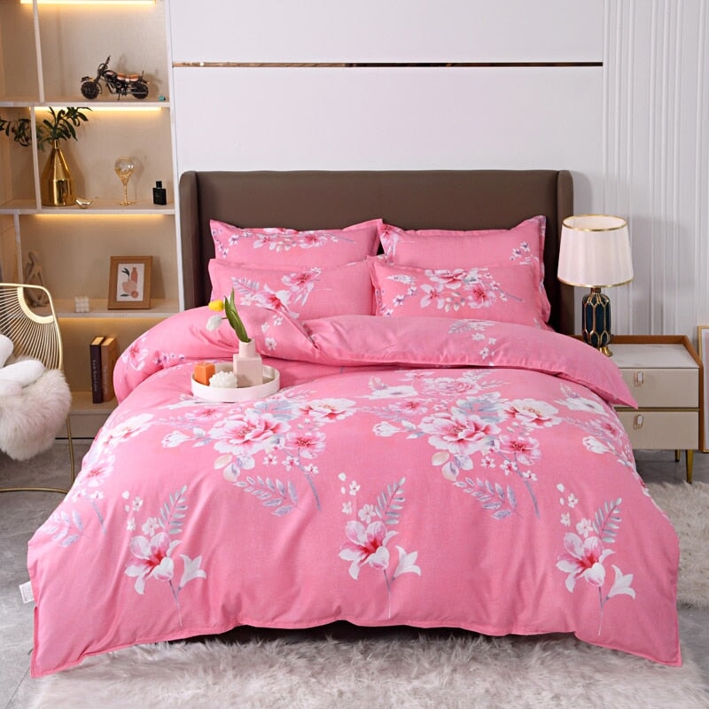 Floral Pink Blue Purple Polyester Bedding Sets - Kawaiies - Adorable - Cute - Plushies - Plush - Kawaii