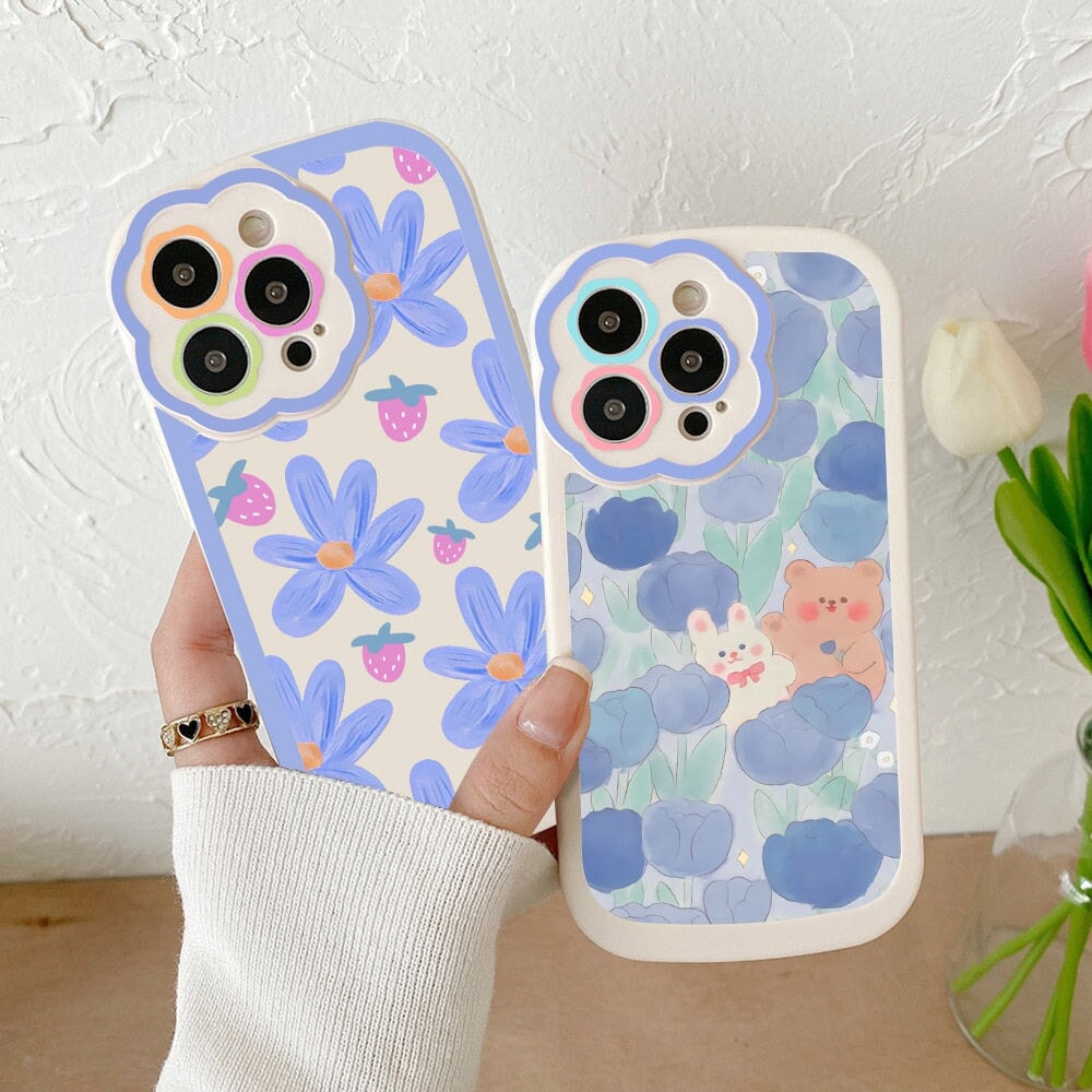 kawaiies-softtoys-plushies-kawaii-plush-Flower Bear Bunny Pink Blue iPhone Case | NEW Accessories 