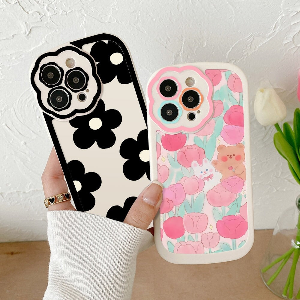 Flower Bear Bunny Pink Blue iPhone Case | NEW - Kawaiies - Adorable - Cute - Plushies - Plush - Kawaii