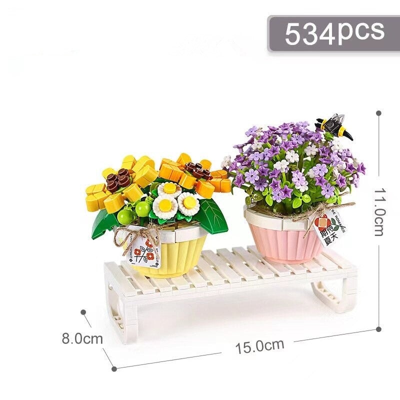 Flowers in a Pot Micro Building Blocks - Kawaiies - Adorable - Cute - Plushies - Plush - Kawaii