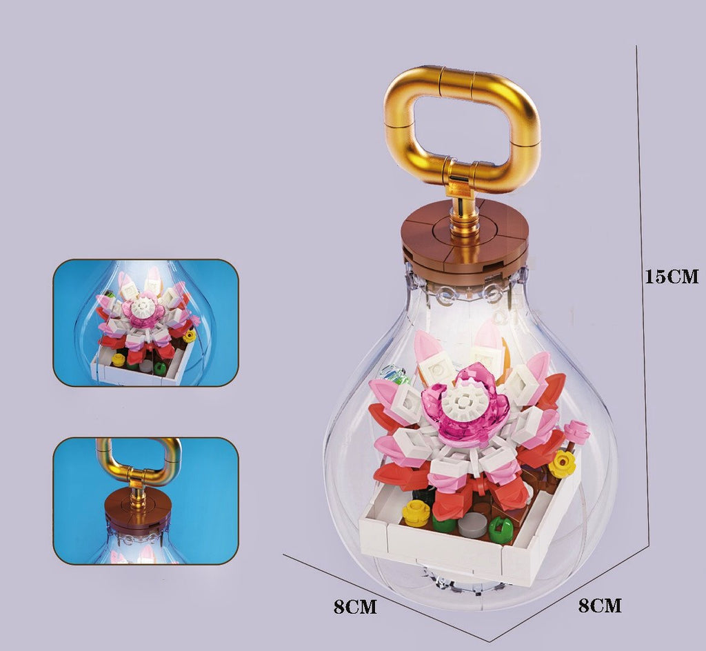 Flowers in Light Bulbs Micro Building Blocks  | NEW - Kawaiies - Adorable - Cute - Plushies - Plush - Kawaii