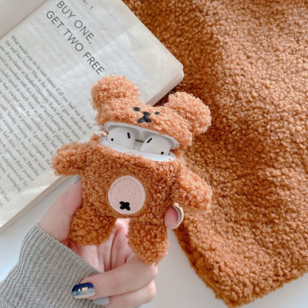 Fluffy Bear Airpods Case (1&2&Pro) - Kawaiies - Adorable - Cute - Plushies - Plush - Kawaii