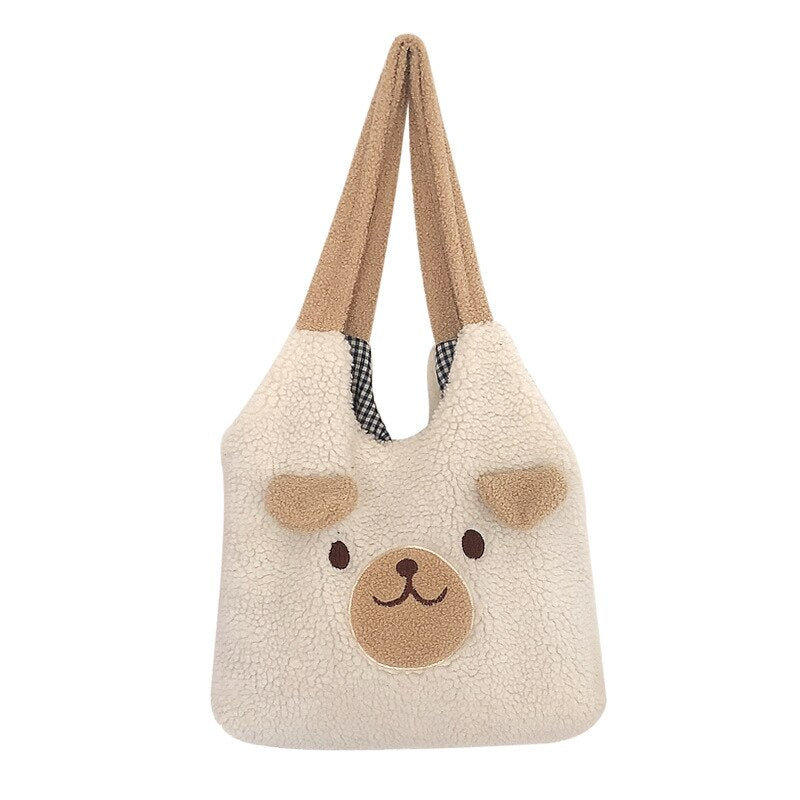 Fluffy Bear Tote Bag with Small Ears - Kawaiies - Adorable - Cute - Plushies - Plush - Kawaii