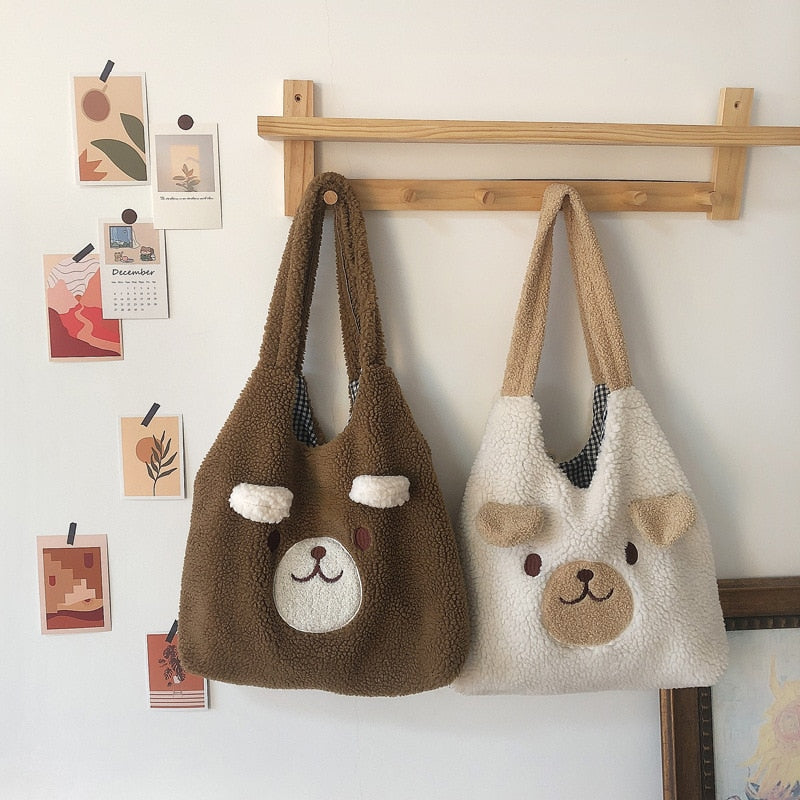 Fluffy Bear Tote Bag with Small Ears - Kawaiies - Adorable - Cute - Plushies - Plush - Kawaii
