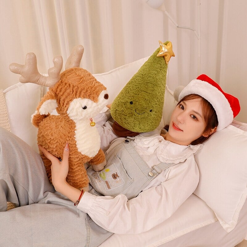 Fluffy Christmas Tree & Reindeer Plushie - Kawaiies - Adorable - Cute - Plushies - Plush - Kawaii