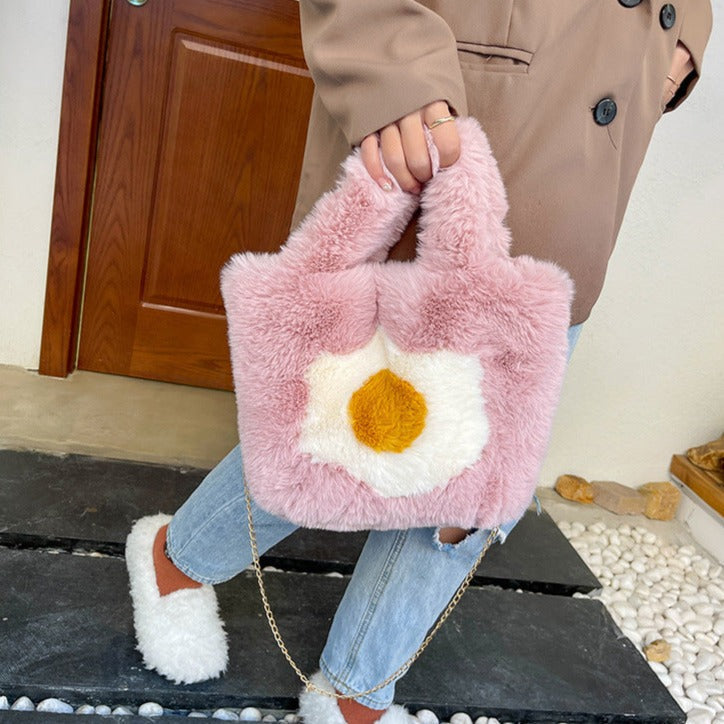 Fluffy Egg Mini Tote - Kawaiies - Adorable - Cute - Plushies - Plush - Kawaii