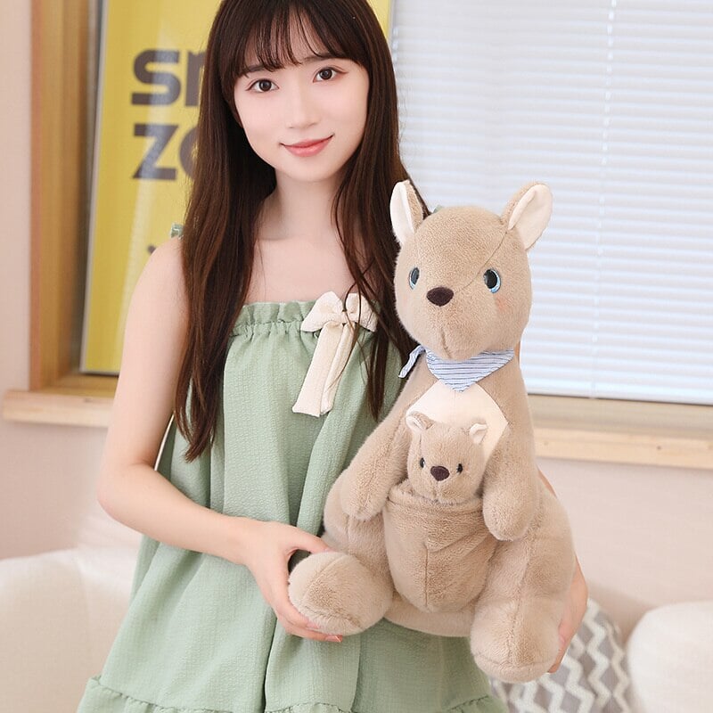 Fluffy Mother & Baby Kangaroo Plushie - Kawaiies - Adorable - Cute - Plushies - Plush - Kawaii