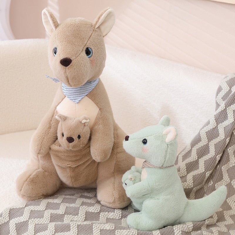 Fluffy Mother & Baby Kangaroo Plushie - Kawaiies - Adorable - Cute - Plushies - Plush - Kawaii