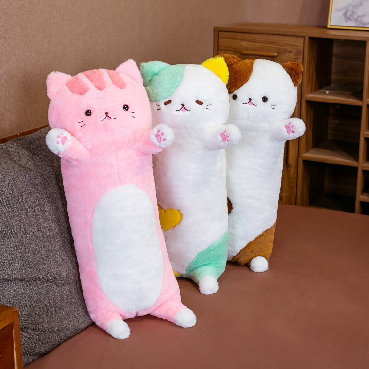 Kawaii cat plush cushion for cuddling