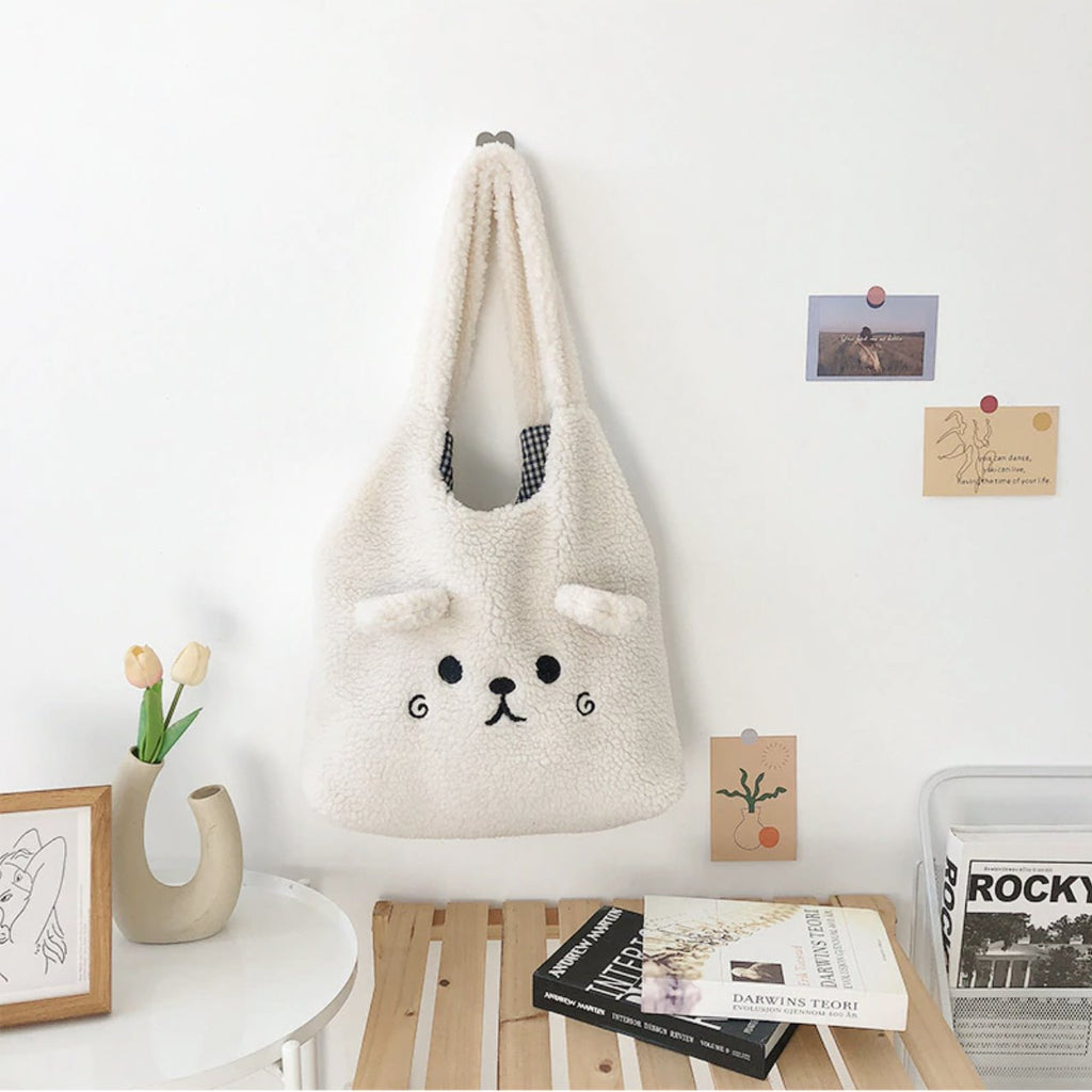 Fluffy Pup Tote - Kawaiies - Adorable - Cute - Plushies - Plush - Kawaii