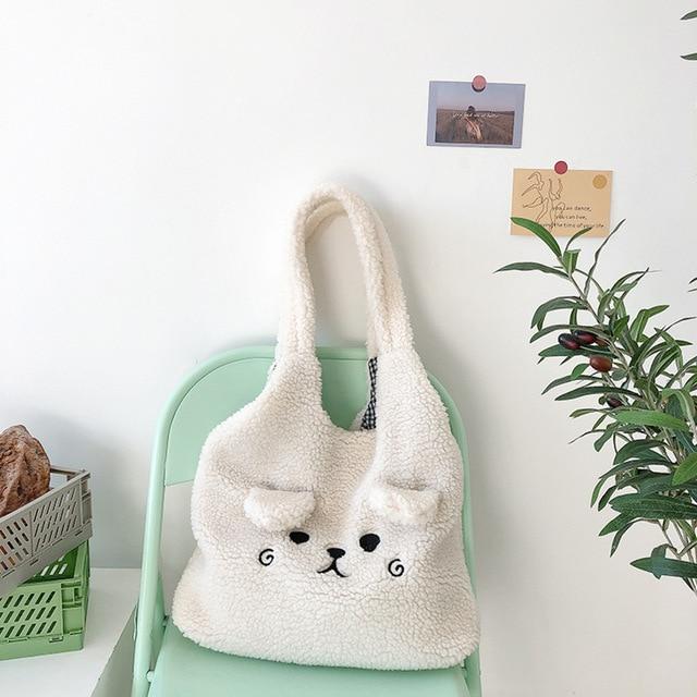 Fluffy Pup Tote - Kawaiies - Adorable - Cute - Plushies - Plush - Kawaii