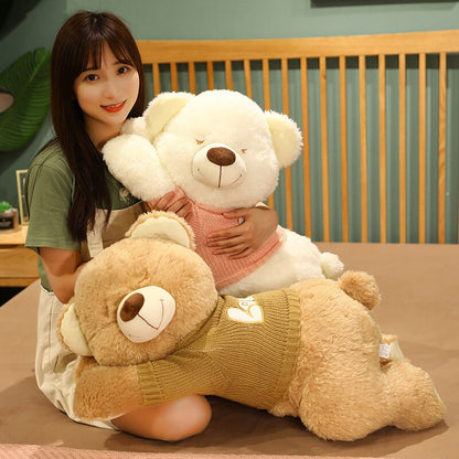Fluffy Sleeping Brown White Dog Bear Plushie - Kawaiies - Adorable - Cute - Plushies - Plush - Kawaii