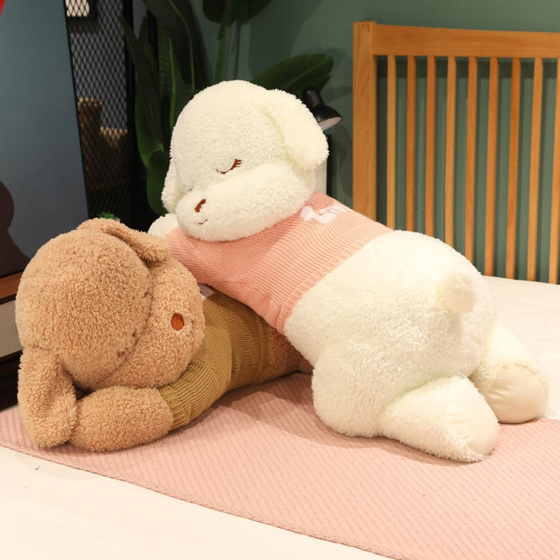 Fluffy Sleeping Brown White Dog Bear Plushie - Kawaiies - Adorable - Cute - Plushies - Plush - Kawaii