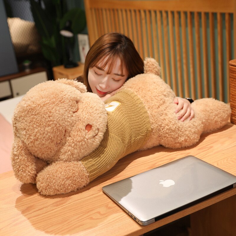 Fluffy Sleeping Brown White Dog Bear Plushie - Kawaiies - Adorable - Cute - Plushies - Plush - Kawaii