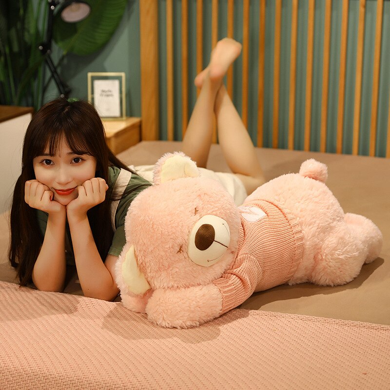 Fluffy Sleeping Brown White Dog Bear Plushie - Kawaiies - Adorable - Cute - Plushies - Plush - Kawaii