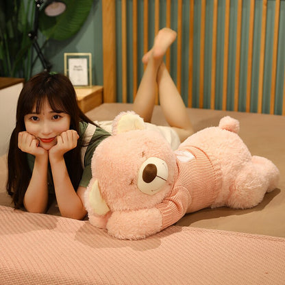 Fluffy Sleeping Brown White Dog Bear Plushie - Kawaiies - Adorable - Cute - Plushies - Plush - Kawaii