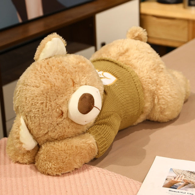 Fluffy Sleeping Brown White Dog Bear Plushie - Kawaiies - Adorable - Cute - Plushies - Plush - Kawaii