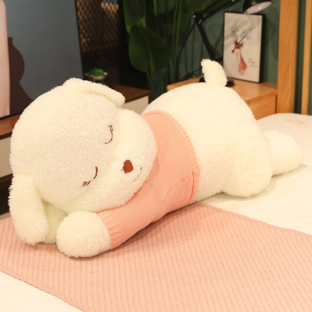 Fluffy Sleeping Brown White Dog Bear Plushie - Kawaiies - Adorable - Cute - Plushies - Plush - Kawaii