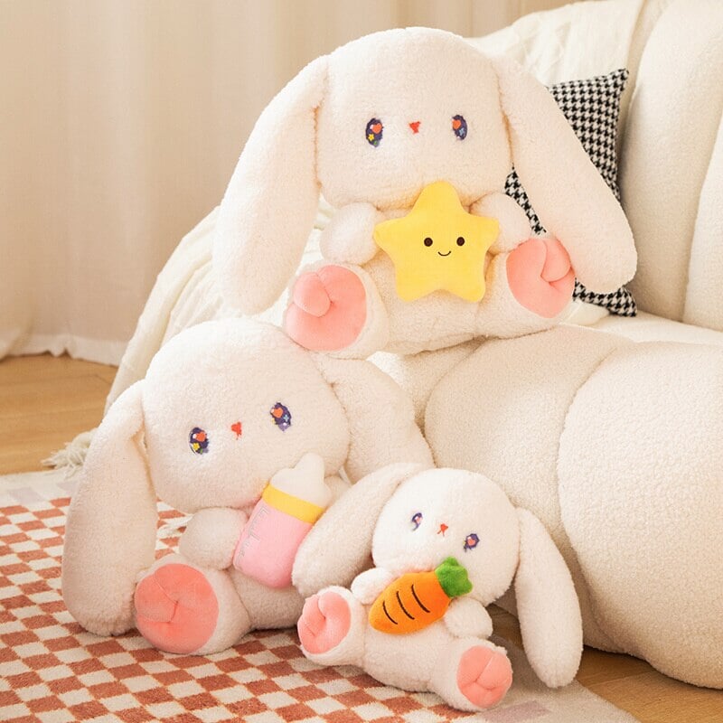Fluffy White Bunny Squad Plushies - Kawaiies - Adorable - Cute - Plushies - Plush - Kawaii