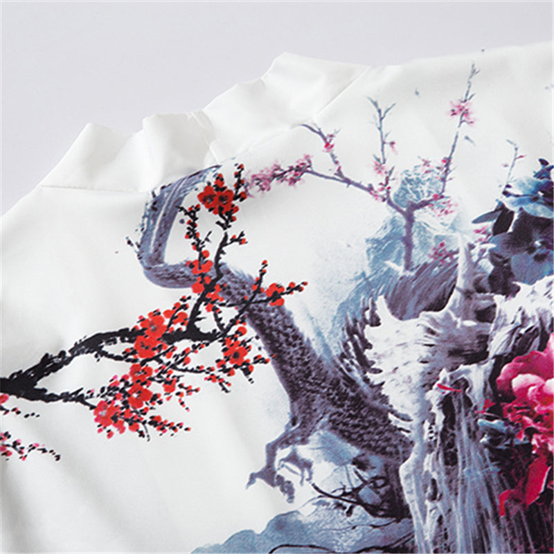 Fox Cranes Dragon Japanese Women Kimono Robe Cardigan - Kawaiies - Adorable - Cute - Plushies - Plush - Kawaii