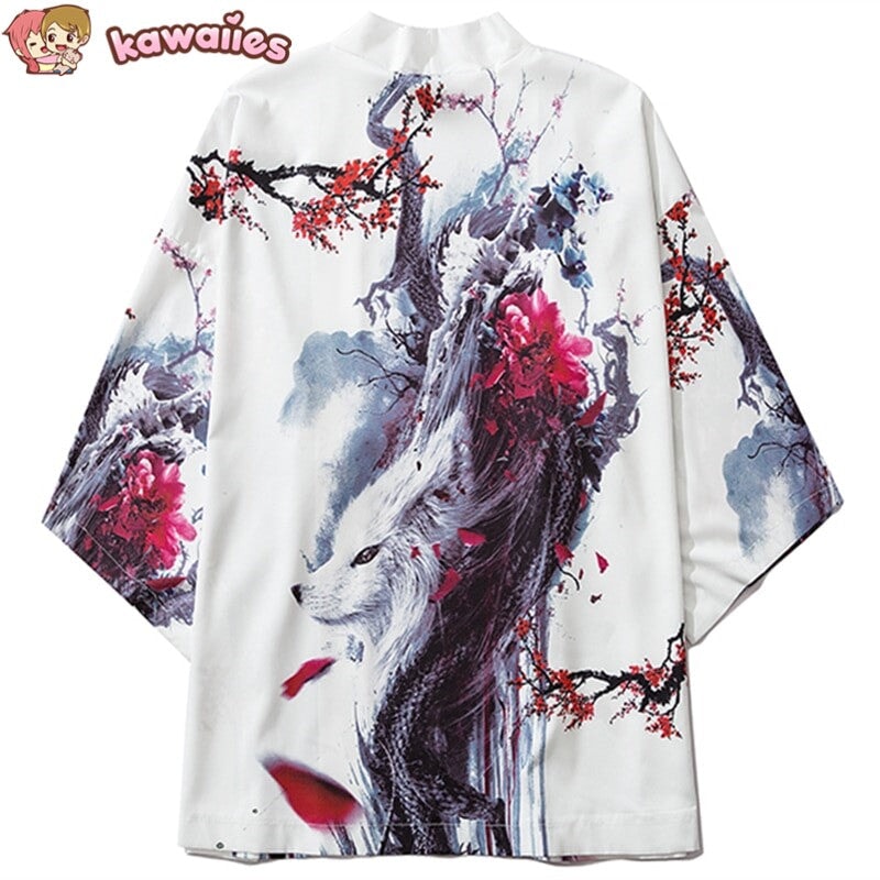 kawaiies-softtoys-plushies-kawaii-plush-Fox Cranes Dragon Japanese Women Kimono Robe Cardigan Apparel 