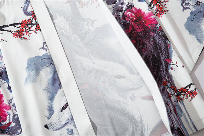 Fox Cranes Dragon Japanese Women Kimono Robe Cardigan – Kawaiies