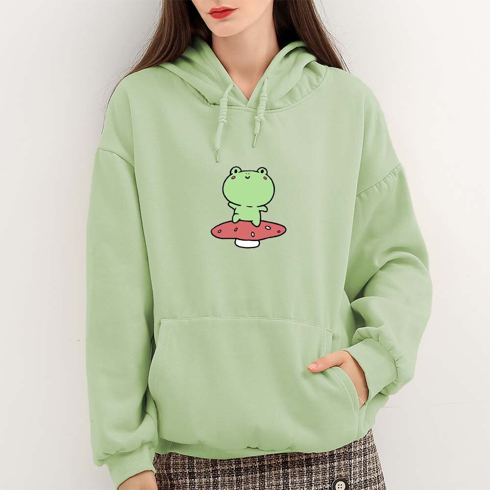 Friendly Frog Dancing on Mushroom Hoodie - Kawaiies - Adorable - Cute - Plushies - Plush - Kawaii