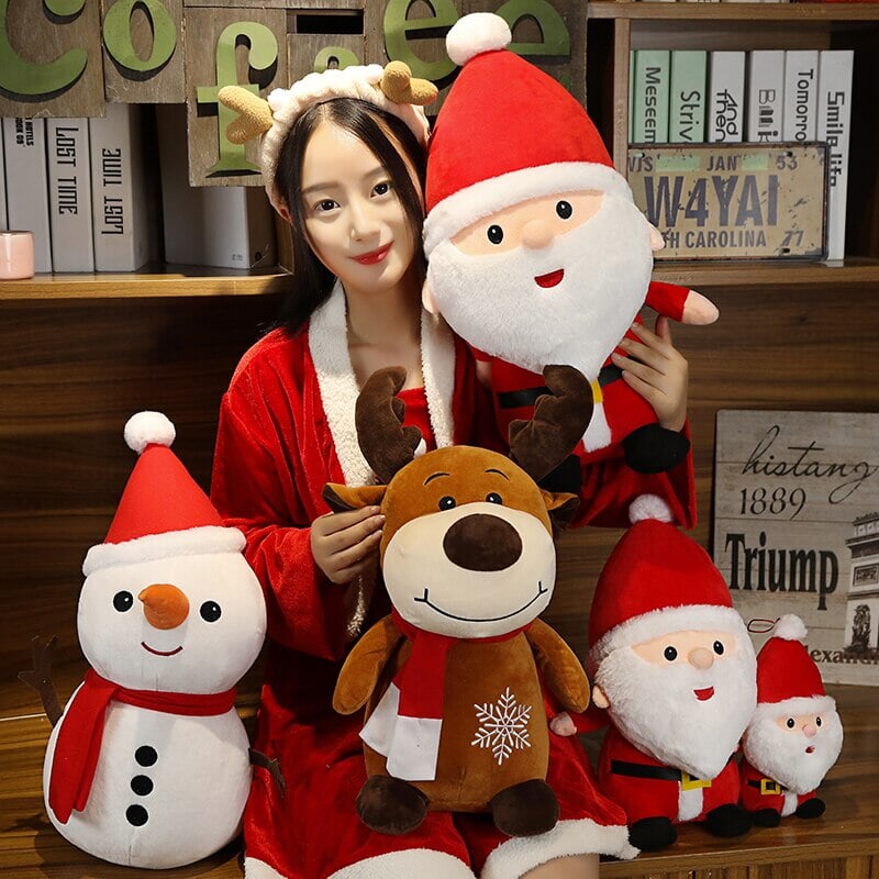 Friendly Santa Reindeer Snowman Plushies