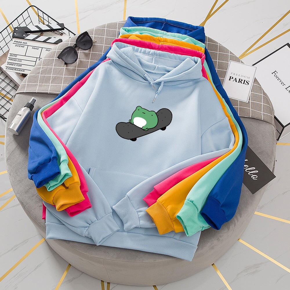 Frog on Skateboard Unisex Hoodies Limited Stock Kawaiies