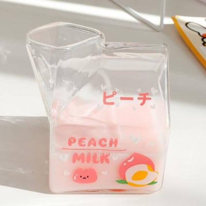 Kawaii Strawberry Glass Mug With Straw Creative High Temperature Resistance  Clear Glass Water Cup Household Milk Juice Cups