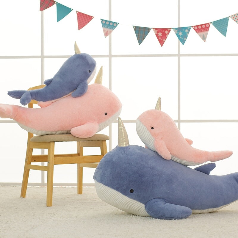 Giant Blue Pink Narwhal Plushies - Kawaiies - Adorable - Cute - Plushies - Plush - Kawaii