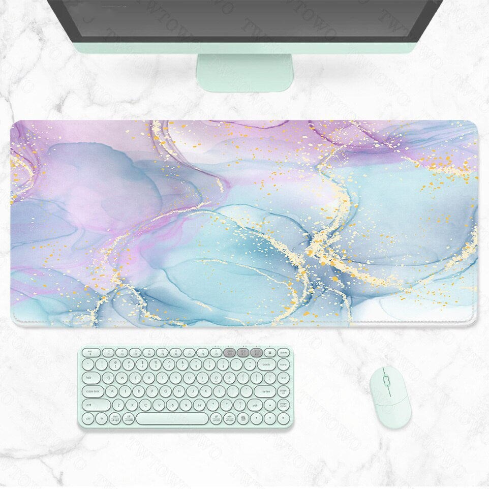 Glitter Rainbow Marble High Quality Large Mouse Pad - Kawaiies - Adorable - Cute - Plushies - Plush - Kawaii