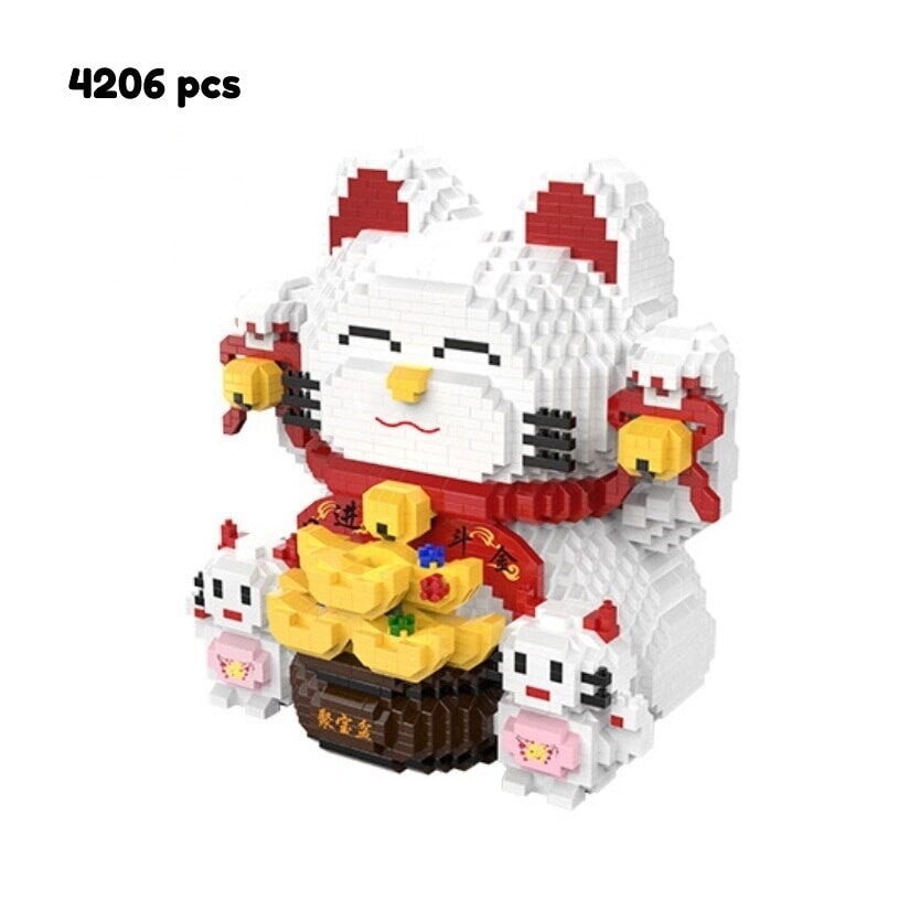 Golden Nugget Lucky Cat and Lucky Man Nano Building Blocks - Kawaiies - Adorable - Cute - Plushies - Plush - Kawaii