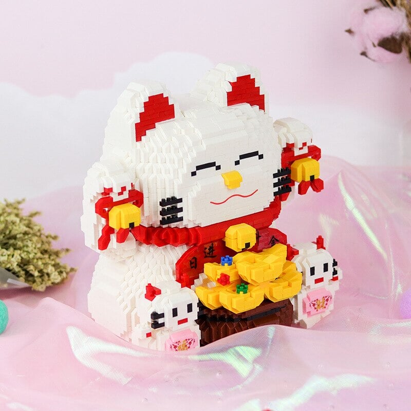 Golden Nugget Lucky Cat and Lucky Man Nano Building Blocks - Kawaiies - Adorable - Cute - Plushies - Plush - Kawaii