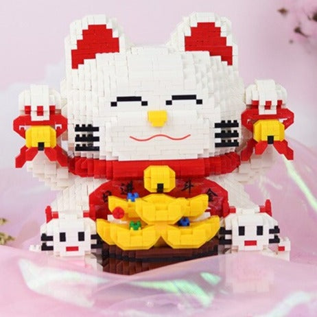 Golden Nugget Lucky Cat and Lucky Man Nano Building Blocks - Kawaiies - Adorable - Cute - Plushies - Plush - Kawaii