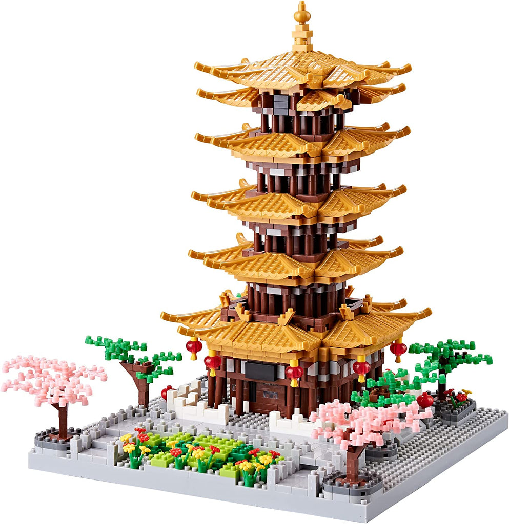 Golden Pagoda Temple Sakura Trees Nano Building Blocks - Kawaiies - Adorable - Cute - Plushies - Plush - Kawaii