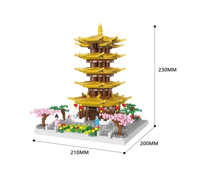 Golden Pagoda Temple Sakura Trees Nano Building Blocks - Kawaiies - Adorable - Cute - Plushies - Plush - Kawaii